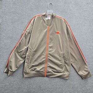 Burger King Men Jacket Large Beige Logo Lightweight Full Zip Long‎ Sleeve READ